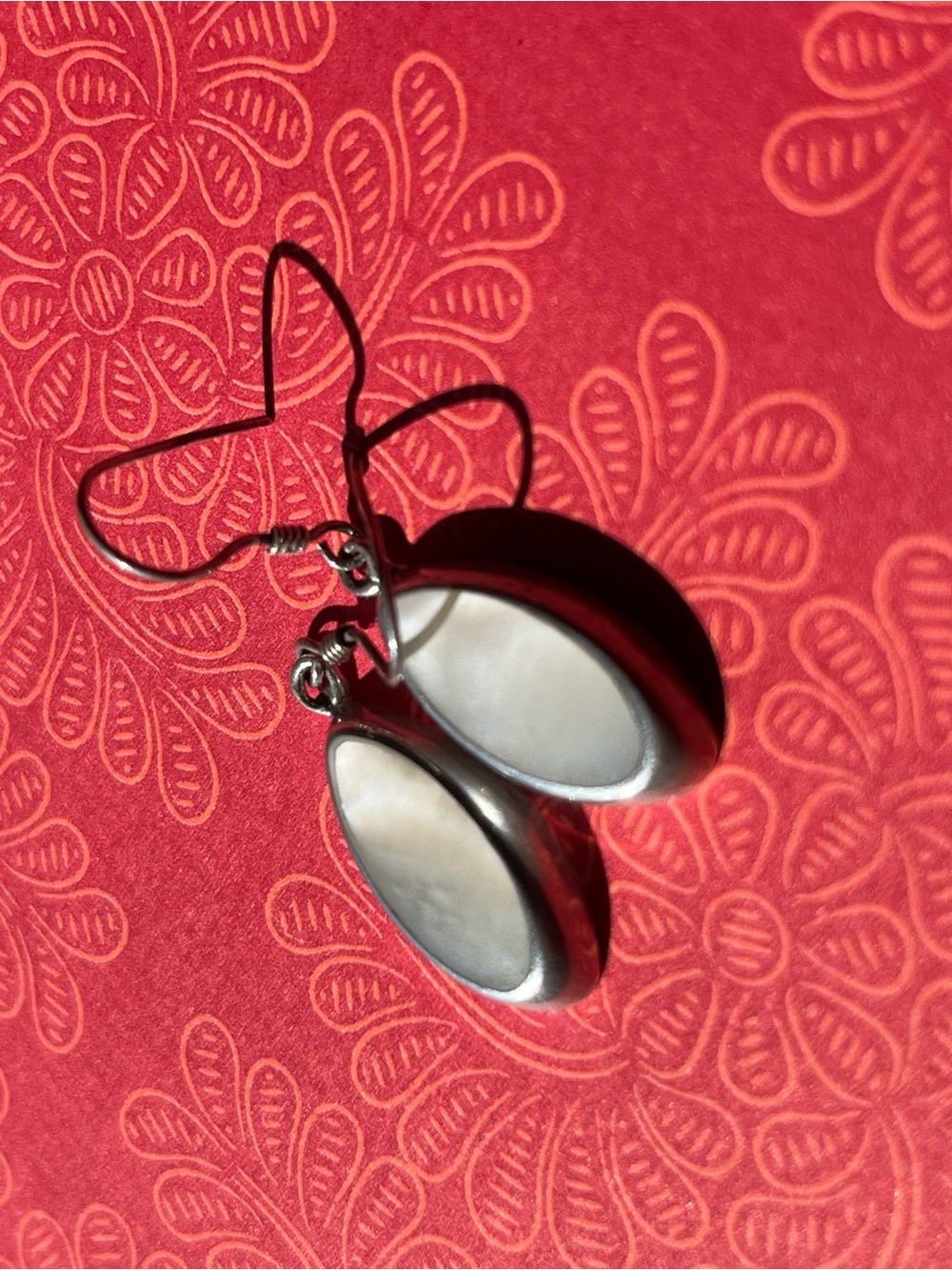 Sterling Silver Cream Teardrop Dangle Earrings - Picture 7 of 8